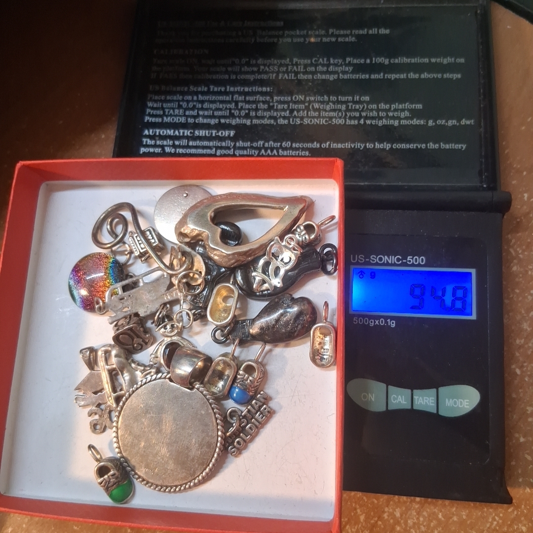 P40.$3 A Gram: Vntg Wearable 925 Sterling Silver Charms & Pendants Tested 94.8gr